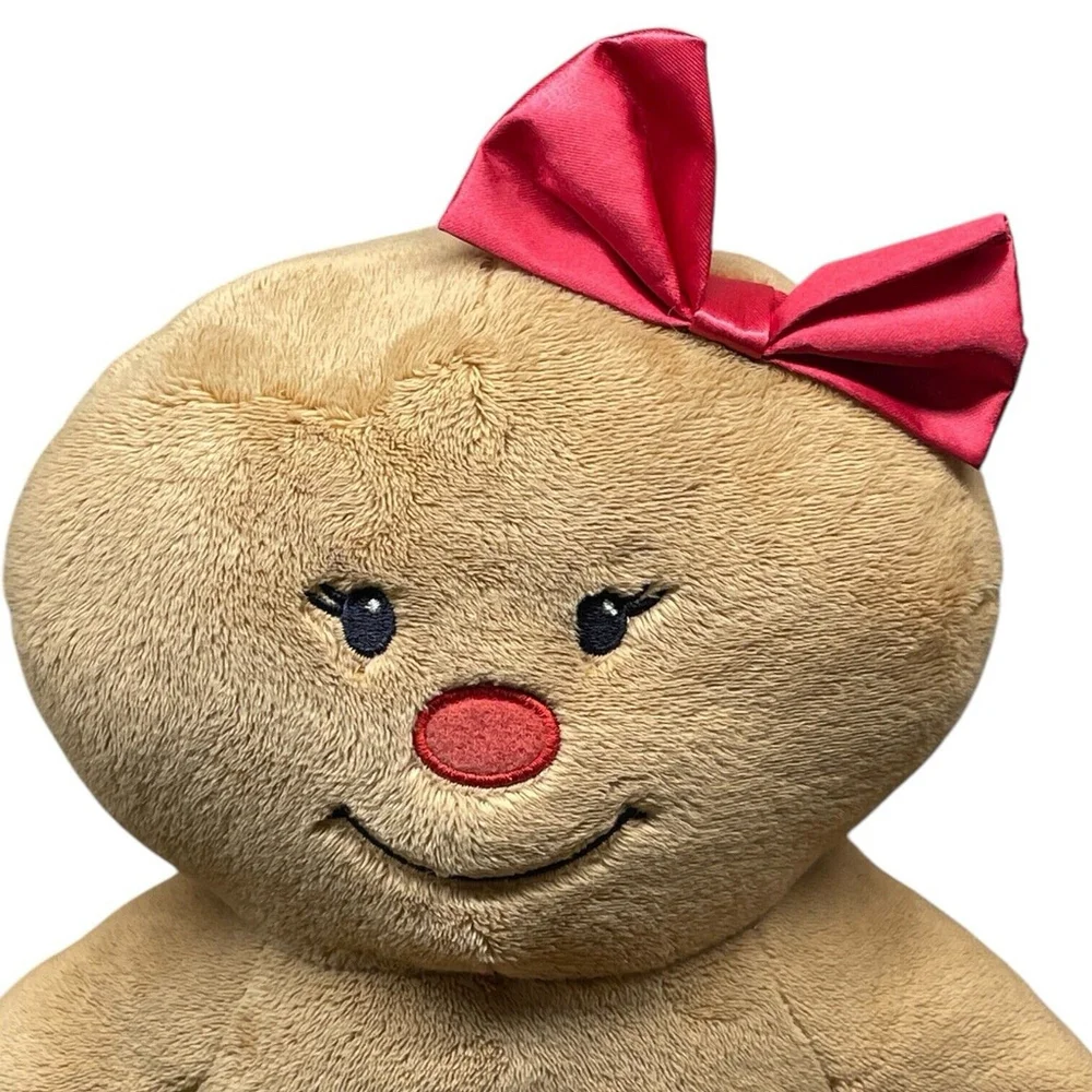 Build A Bear Gingerbread Girl Plush Red Bow Hearts Christmas Holiday Brown 2017